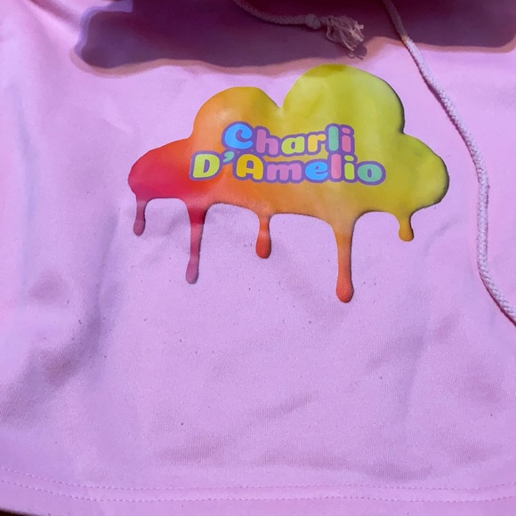 Charli D’Amelio Pink Crop Cat ear Hoodie - Picture 6 of 6